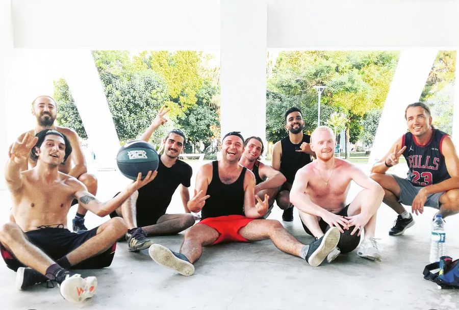 Bhushan with his basketball group